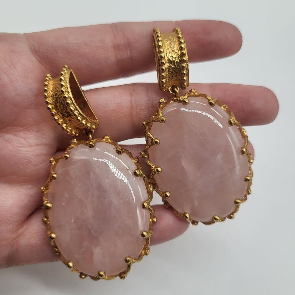 Christie Nicolaides LOLA Earrings Pink Quartz Gold Plated Casa Biscaya Australia - Picture 10 of 11